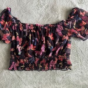Butterfly Mesh Crop Top